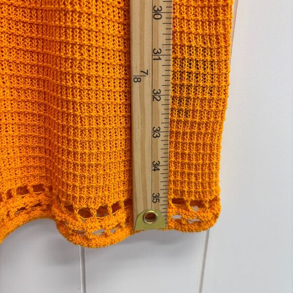 Crochet Midi Dress Women Large Orange‎ Maximalist Boho Festival Beach Semi-sheer - Picture 7 of 8